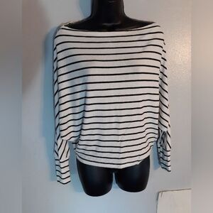 Blooms in the City striped boatneck batwing blouse